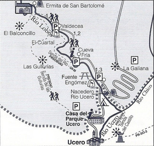 mapa de visita básica al cañón del río lobos