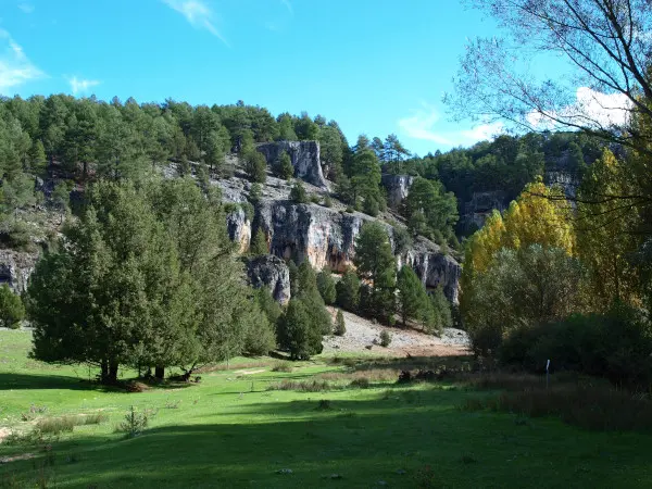 paisaje aguas abajo de 7 ojos, cañon del río lobos